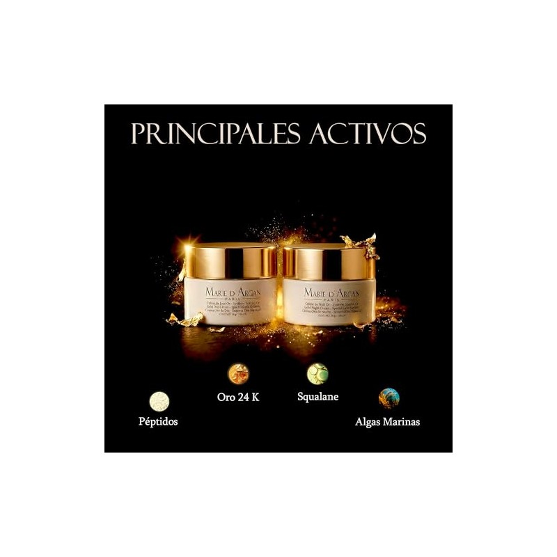 Marie Argan Kit Facial Antiedad Piezas Crema Día Noche Oro
