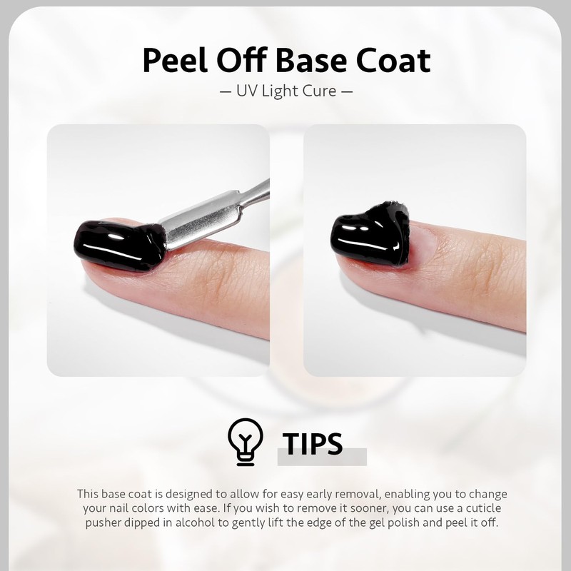 GAOY Gel Top Coat and Peel Off Base Coat Set,
