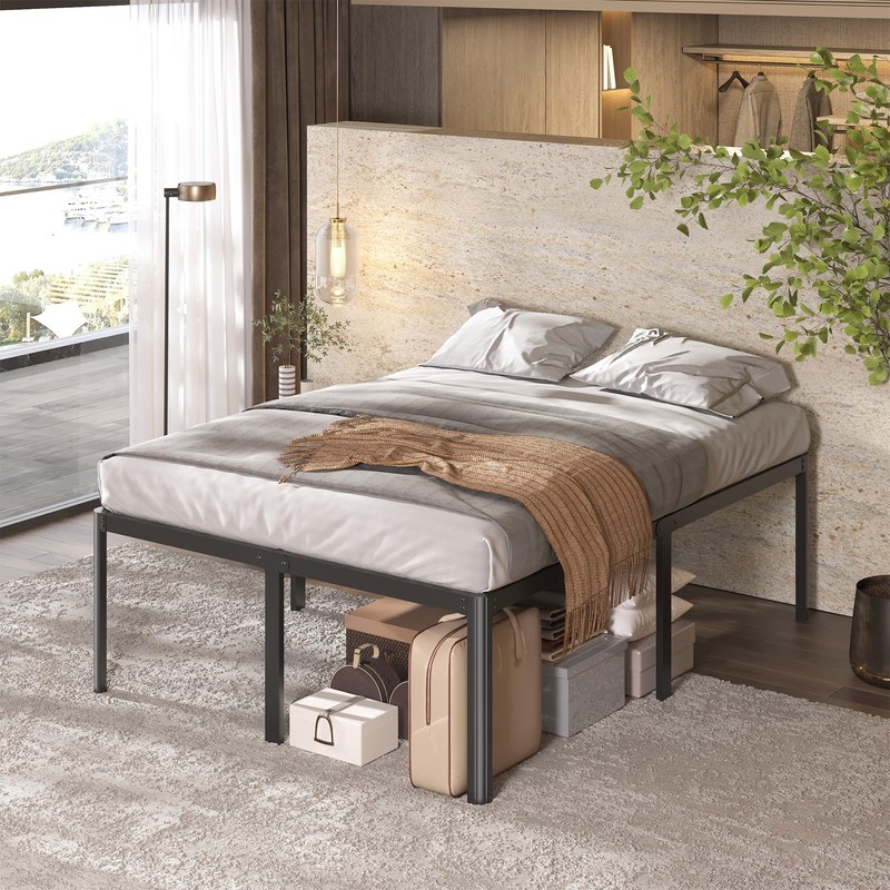 Lutown-Teen 22 Inch High Full Size Bed Frame with Rounded