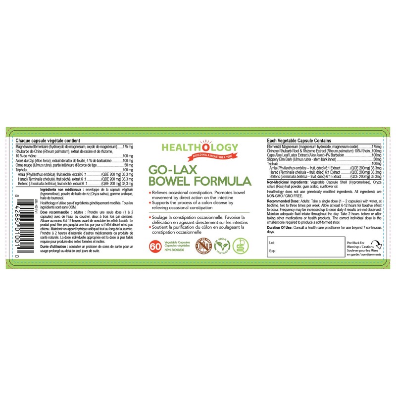 HEALTHOLOGY HEALTHOLOGY Go-Lax, bowel Formula, natural Laxative, Effective Constipation Relief