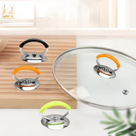 3Pcs Universal Crock Pot Lid Handle, Stainless Steel Heat Resistant Replacement Cookware Pot Lid Handgrip with Screws and Gaskets, Pan Lid Holding Handles Thickened and Enlarged (Garden Fruit)