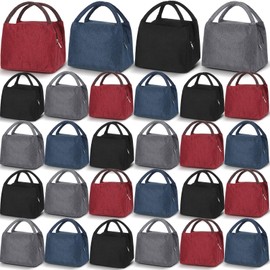 Chunful 24 Pieces Insulated Lunch Bag Bulk Reusable Lunch Bag Leakproof Tote Bag with Aluminum Foil Interior Waterproof Thermal bag for Women Men Office Work School(Multi Color)