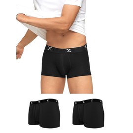 XYXX Men's Ace Micromodal Regular Fit Solid Antimicrobial Swimming Trunks with No Marks at Waistband Pack of 3, Black + Black + Black