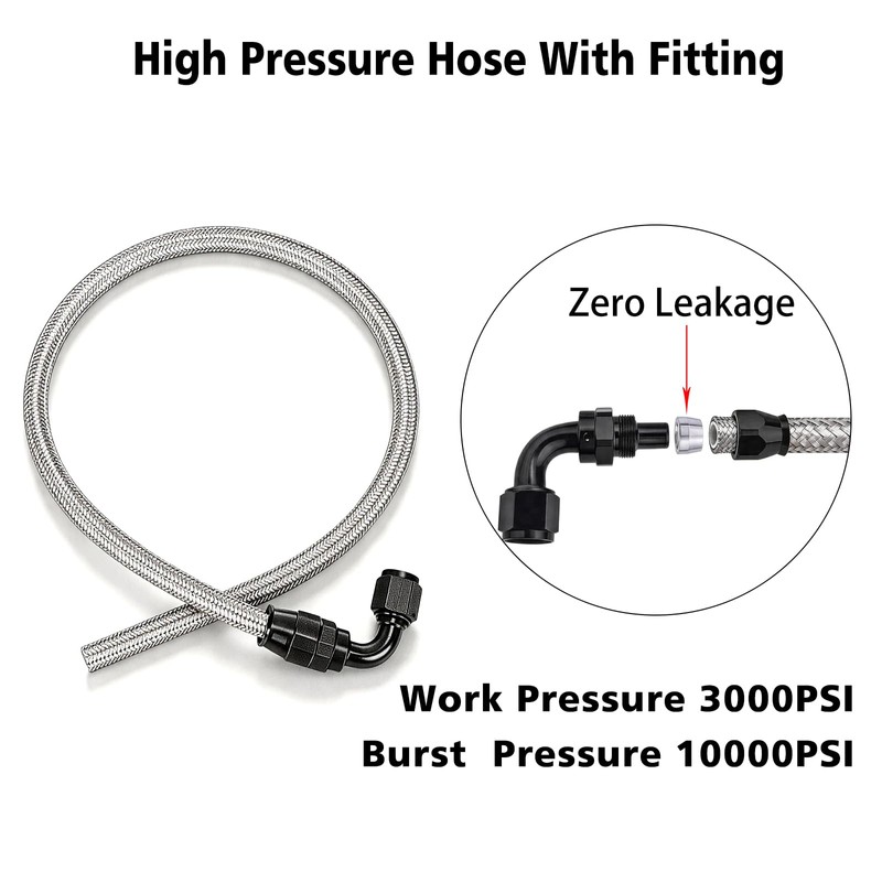 6AN Power Steering Pump Hose Kit 25Inch Leak-Proof High/Low Pressure