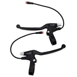 BQPOLING Waterproof Electronic Brake Lever Set for Electric Bicycle Bike (2PIN Waterproof Connector, 8.5in, Black & Silver)