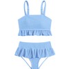 MIGU Teen Swimsuits for Girls 12-14 Girls Bathing Suits Blue Adjustable Straps with Ruffled Hem Cute Girls Bikini 2 Piece Swimsuit for Girls Swimwear 13-14