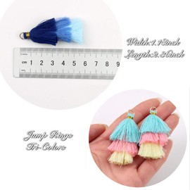 MSCFTFB 20 Pieces 2.4inch 3 Layers Small Tassels Tri-Colors Mala Tassel Charms with Jump Rings for Earring Necklace Jewelry Making Garland Keychain Charms Dreamcatchers DIY Crafts Decorations(Brown)