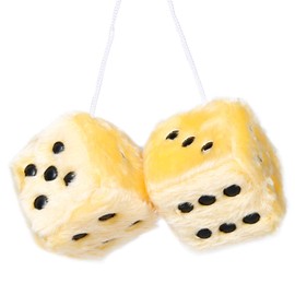 YGMONER Couple 2.75” Fuzzy Dice with Leather Dots Retro Car Mirror Hanging Accessories for Car Decoration (Yellow)