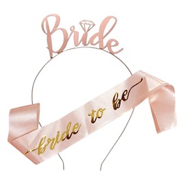 Bride to Be Sash and Tiara Party Supplies Bride to Be Sash and Headband Wedding Decorations Rose Gold for Bridal Showers, Bachelor Parties and Weddings
