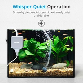 NICREW Nano Silent Aquarium Air Pump White, Aquarium Aerator with Accessories for Up to 10 Gallon Fish Tank, Super Quiet, 0.3 L/min, 1.5 Watts