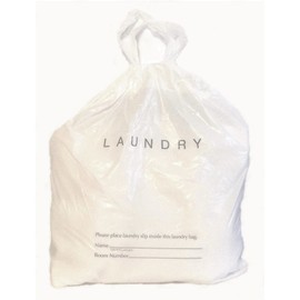 Hotel Laundry Bags, 1.25 Mil Plastic with Draw Tape for Easy Closure and Handle, 18" x 19", 4" Gusset, Write-on Lines, Biodegradable - Case of 500