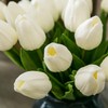 Tanvecle 20pcs White Artificial Tulip Flowers, Silk Fake Flowers 13"