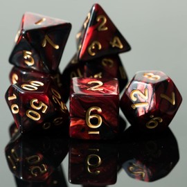 Cusdie 7Pcs/Set DND Dice Set D&D Polyhedral Dice for Dungeons and Dragons Role Playing Dice Games RPGs (Red Mixed Black)