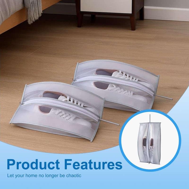 wilcractk 2 Stück Schuhbeutel, Wiederverwendbare PVC Schuhbeutel Reise, Staubdichte Aufbewahrungstasche