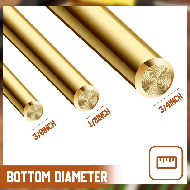 3 Pcs Brass Drift Punch Set, 3/4, 1/2, 3/8 Inch,