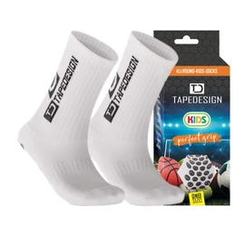 TAPEDSIGN Tape Design Socks, All Round, Kids, 7.5 - 9.3 inches (19 - 23.5 cm), TAPE DESIGN_White, white