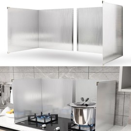 2 PCS Stove Grease Splatter Screens Guard | Range Backsplash Splatter Guard for Wall | 2 Sided Foldable Splash Shield Metal Panel Protector for Cooking, Stainless Steel, 15.7 X 15.7 X 15.7 Inches