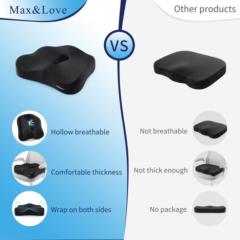Memory Foam Seat Chair Cushion for Relieves Back Sciatica Pain