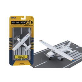 Daron Runway24 Cessna 172 2000 Skyhawk Blue/White 1:87 Scale Diecast Airplane Model with Runway