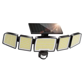 UME Solar Outdoor Lights 620 LED 4500LM, IP65 Waterproof Motion Sensor Outdoor Lights, 5 Heads Solar Security Flood Lights 270 Wide Lighting Angle with 3 Modes for Garden Patio Yard
