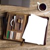 Ringsun Leather Portfolio Organizer with Zipper for Men Women, Leather