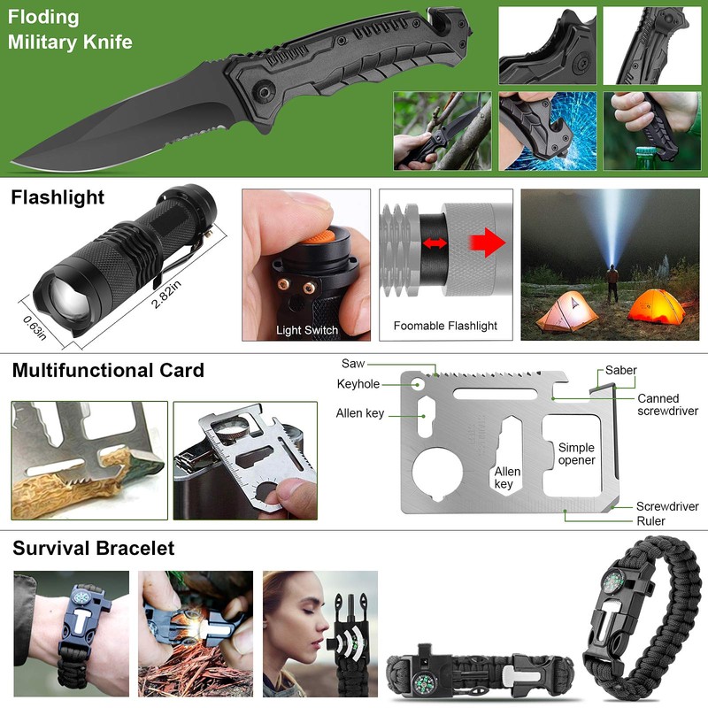 216 Pcs Survival First Aid kit, Professional Survival Gear Equipment