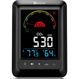 KETOTEK CO2 Monitor Indoor Air Quality Meter with CO2 Alarm, Temperature, Humidity Display, Portable Carbon Dioxide Detector for Home, Car, Office or School