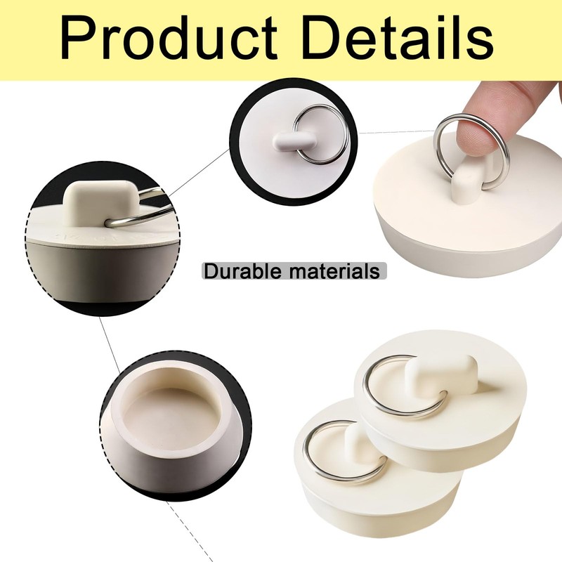 6 PCS Sink Plug Replacement, Bathtub Stopper Rubber Drain Stopper
