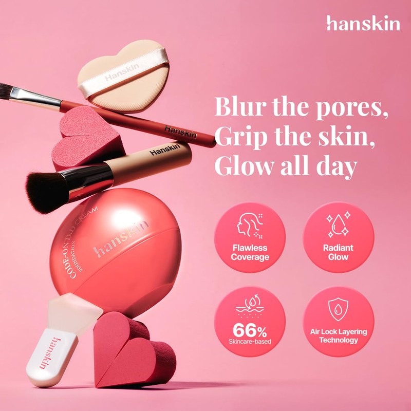 Hanskin Code on Double D Cream Foundation, Full Coverage Korean