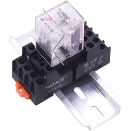 Relay 24 V AC 14 Pins 10 A LED Coil Power Relay with High-Quality Base DPDT 4NO 4NC with DIN Rail YJ4N-GS AC 24 V