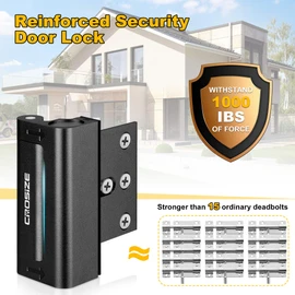 Home Security Door Locks 2 Pack, Metal Door Reinforcement Locks, 3" Withstands 1000 lbs of Impact for Inward Swing Doors, Defender Door Locks for Kids Safety, Prevent Unauthorized Entry (Black)