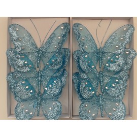 Glitter Mesh Butterflies 18cm x6 (Turquoise)