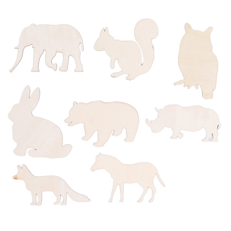 48PCS Animal Wooden Slice DIY Wood Ornaments Blank Decoration Shaped