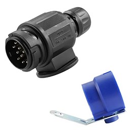 ETUKER 13 Pin Trailer Plug with Trailer Plug Holder, 12V 13 Pin Tow Bar Connector for Truck, RV, Cars, Boat, Caravan/Trailer Accessory Adapter