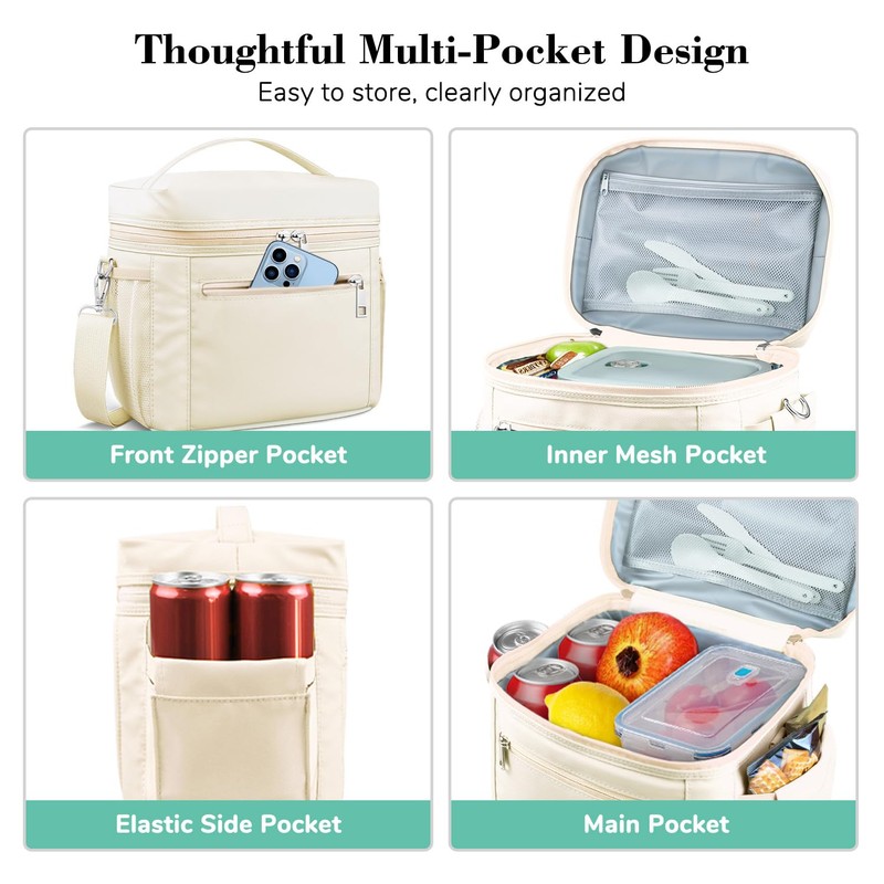 DALINDA Insulated Lunch Bag for Women Men,Small Reusable Lunch Box
