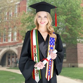 CHIARA CONTI11 Mexican Graduation Sash, Mexico Graduation Stole 2025, Mexican American Flag Graduation Sash 9