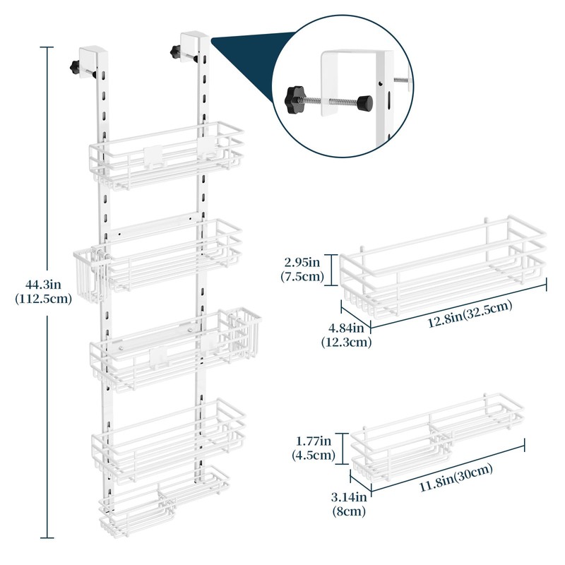 Consumest Over The Door Shower Caddy - 5 Tier Adjustable