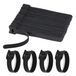 XSAJU Fastening Bands, Velcro Cable Bands, Pack of 100, Length 5.9 inches (15 cm), Wire Cord Organizer, Reusable (100 Black)