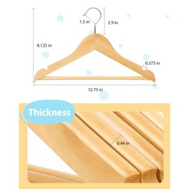 AMKUFO Kids Wooden Hangers 10 Pack, 12.75 Inch Natural, Solid & Durable, Ideal for Kids Aged 0-10