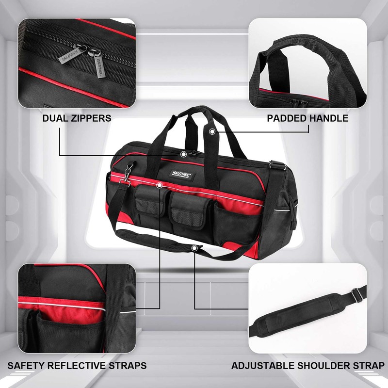 HAUTMEC 24" Large Pro Tool Bag, Heavy-Duty 1680D Double-Layer Fabric