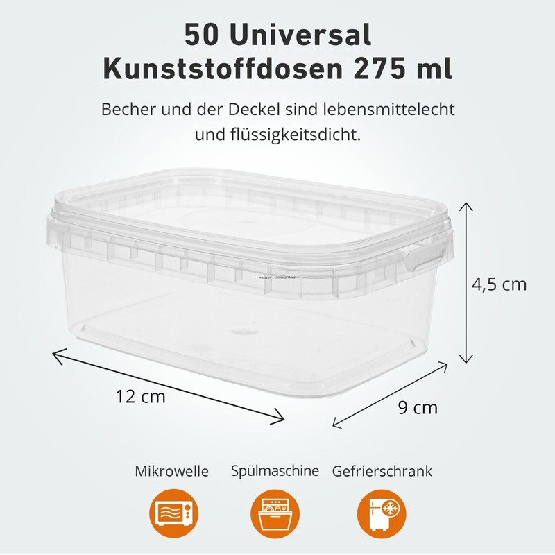 Marzoon 50 Piece Plastic Jars Set with Lids - Square,