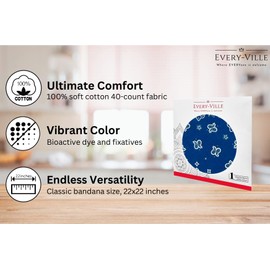 Paquete de regalo, bandana clásica azul marino, paquete de 1, 100% algodón suave, cachemira, 22 x 22 pulgadas, pañuelo azul oscuro, bufanda de cuello con pañuelo de vaquero, regalo de día festivo para hombres, mujeres y todos, Azul marino, Large