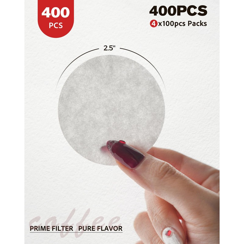 Portable 400-Count Replacement Paper Filters, 4-Pack - Conveniently Sealed, Disposable