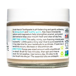 Uncle Harry's Spearmint Remineralizing Toothpaste | Natural Whitening Tooth Paste Freshens Breath & Promotes Enamel | Vegan Fluoride Free Toothpaste Pack of 4