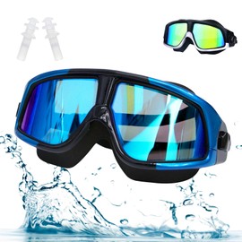 Goggles Adulto Natación,Goggles Natacion,Gafas de Natación, Goggles de Natación AntiNiebla UV,Antivaho Gogles para Natacion Ajustables para Adulto,Visión Clara,+1par Tapones para Los Oídos Impermeable