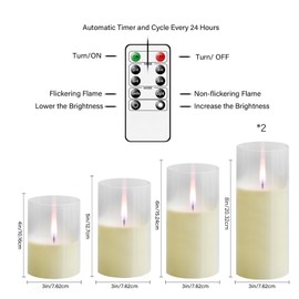 Eebuss Flameless Candles with Remote Timer, Realistic Flickering Flame LED Candles, Battery Operated Candles Set of 5 (D 3" x H 4" 5" 6" 8" 8") (Ivory)