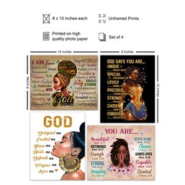 African Americans Wall Decor for Women - I Am positive Affirmations Bible Verse God Quotes Wall Decor - gallery Wall Decor - Christian Wall Art & Decor - Black Girl Black women religious Wall Decor