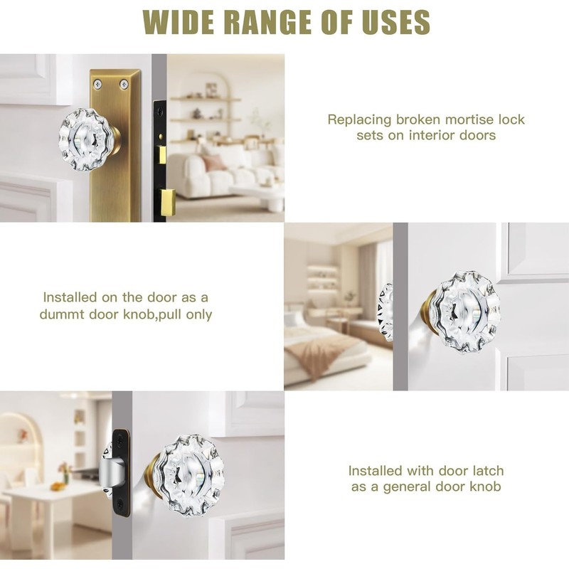 Tuff Stuff Tools Mortise Lock Crystal Glass Door Knob Replacement
