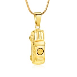 Cremation Jewelry for Ashes Little Car Shape Urn Pendants for Ashes Holder Memorial Keepsake Urn Necklace Cool Necklace(Gold)
