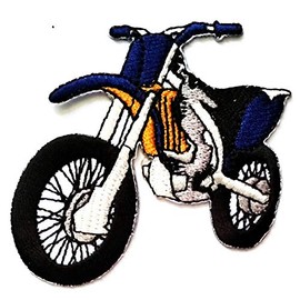 Nipitshop Patches Blue Motorcycle Motocross Racing Dirt Bike Off-Road Cartoon Kid Baby Girl Jacket T-Shirt Patch Sew Iron on Embroidered Sign Badge Costume Clothing